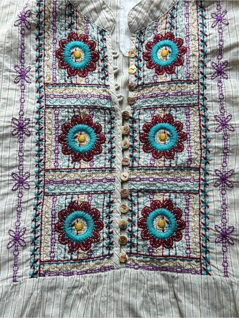Johnny Was 3J Workshop Embroidered Boho Peplum Tunic Top Medium M - Picture 6 of 12